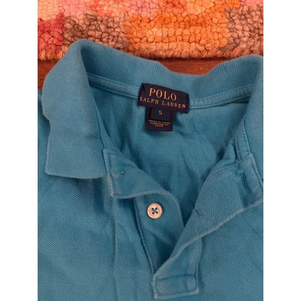 Lot of 3 Polo Ralph Lauren Boys Short Sleeve Polo Shirts Size 5 Blue Gray Orange
